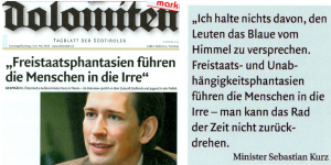 Sebastian Kurz in der Südtiroler Tageszeitung „Dolomiten“ vom 3./4. Mai 2014.