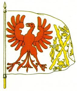 Die Adler-Fahne des Tiroler Aufgebotes von 1499 (Aus: „Deutsches Soldaten-Jahrbuch“, München 1987)