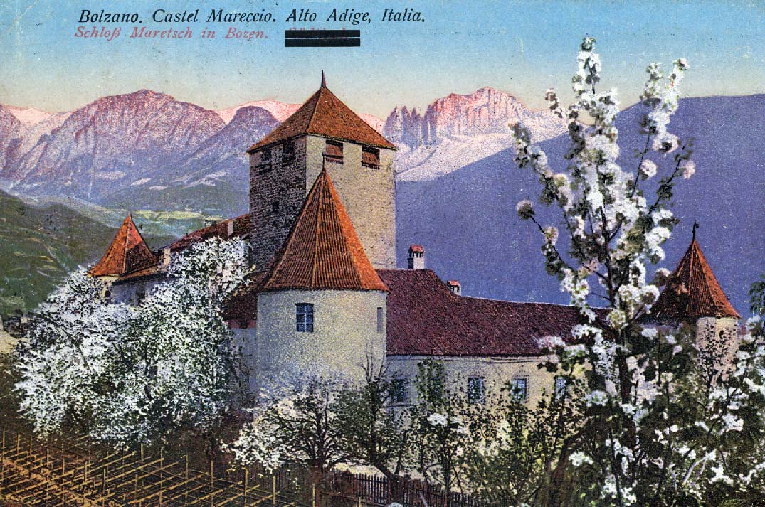 Postkarten mussten überdruckt werden, damit der Name „Südtirol“ durch „Alto Adige“ ersetzt wurde.
