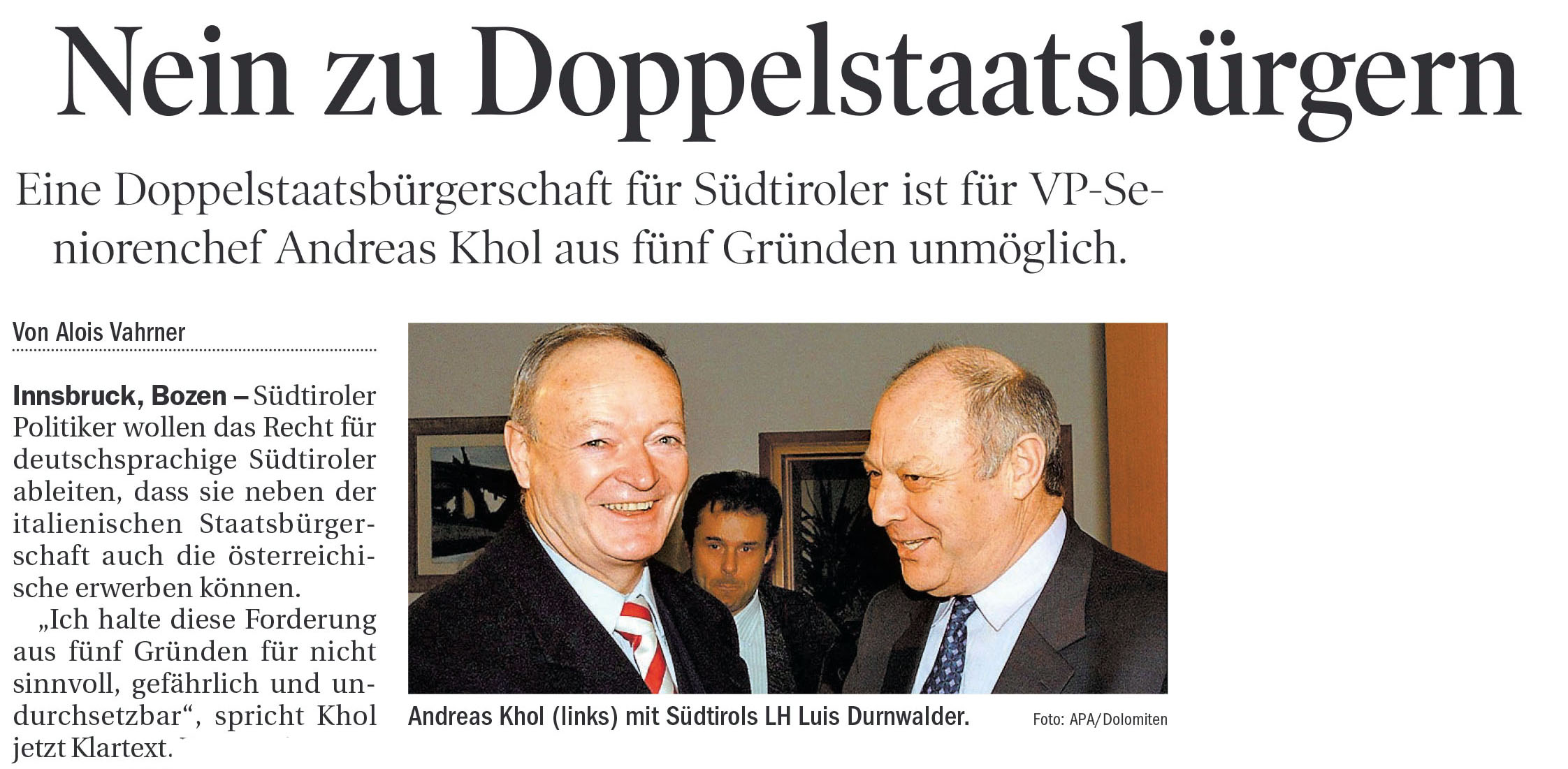 (Aus „Tiroler Tageszeitung“ vom 15. Jänner 2010)