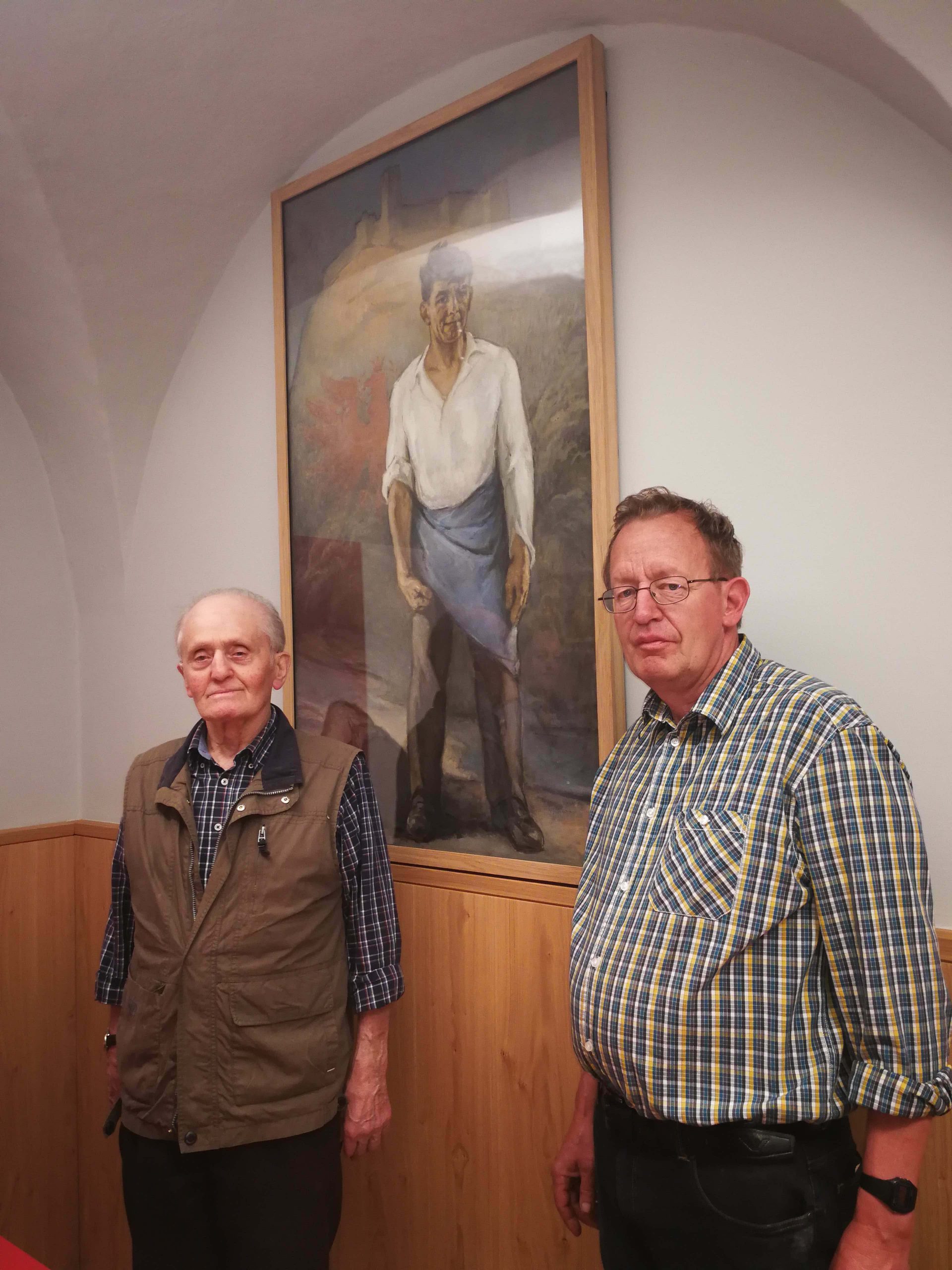 Sepp Mitterhofer und Roland Lang in der BAS-Ausstellung in Bozen.