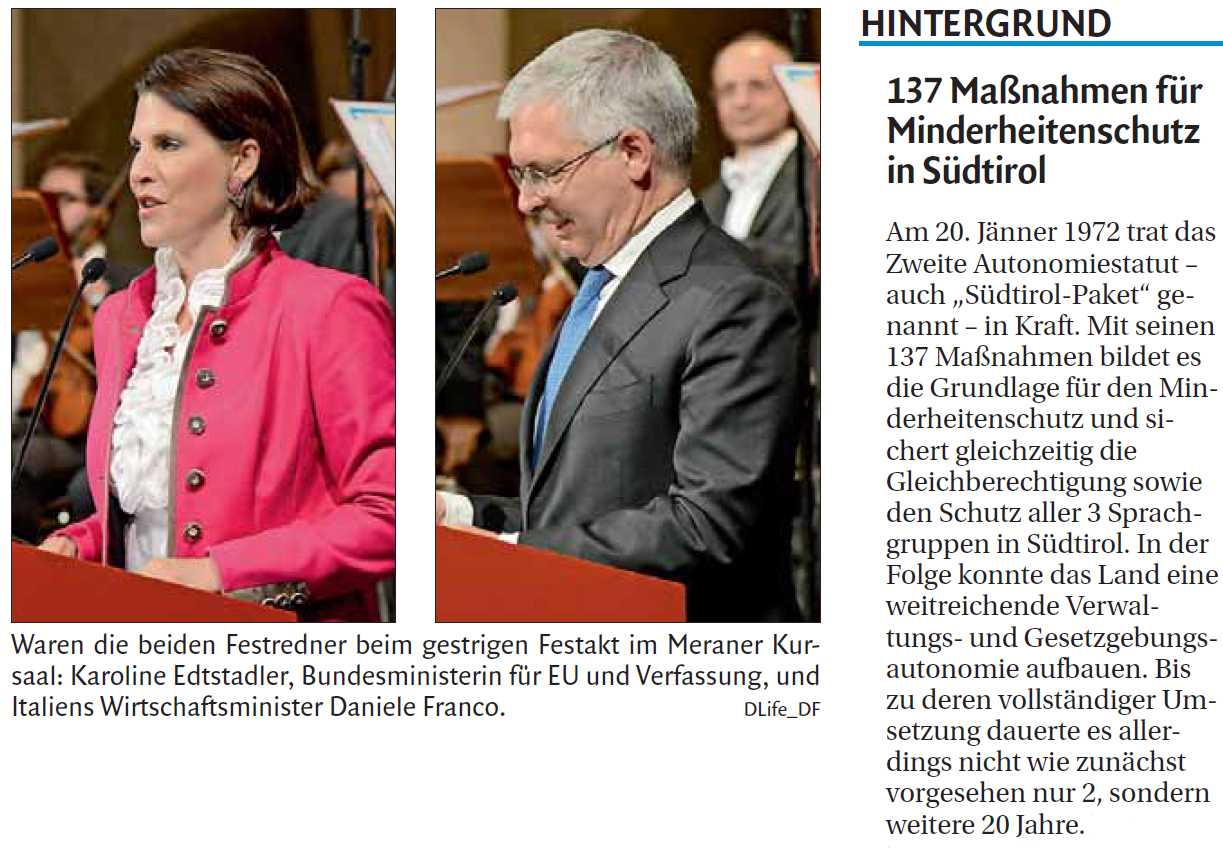 <span style="color: #000000;">Die Tageszeitung „Dolomiten“ präsentierte Edtstadlers Botschaft mit einer Schlagzeile.</span>