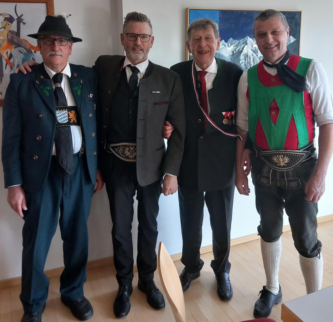 Von links nach rechts: Hermann Unterkircher, Alois Wechselberger, Prof. Dr. Erhard Hartung, Hans Moser (Bild Hartung)