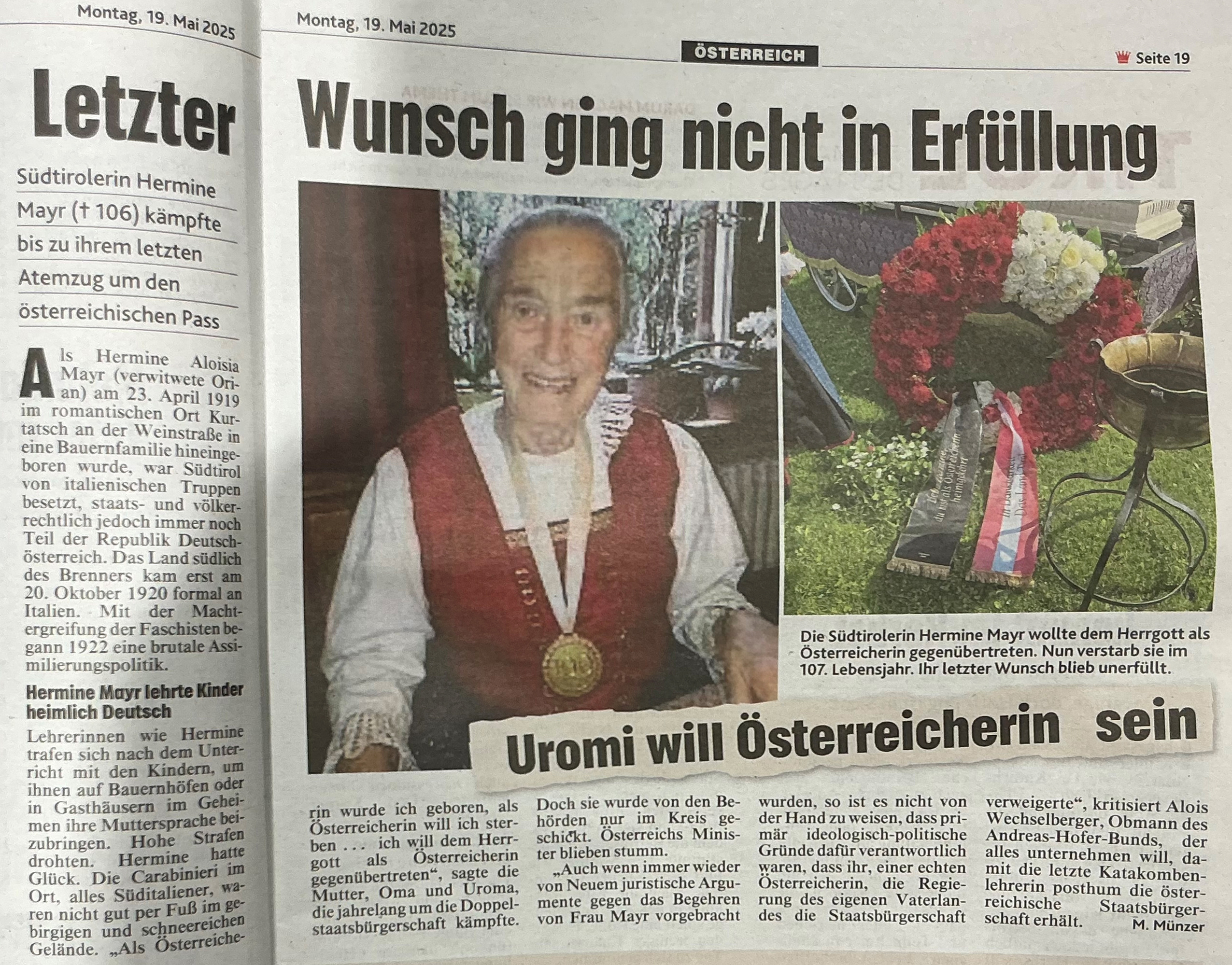Von den österreichischen Zeitungen berichtete nur die „Kronen-Zeitung“ ausführlich über Leben und Tod der Verstorbenen.